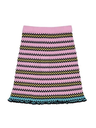 Shop Marni Striped Knit Skirt In Pink