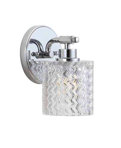 Jonathan Y Spaulding Vintage-like 1-light Pattern Glass Farmhouse Cottage Led Vanity Light In Silver-tone