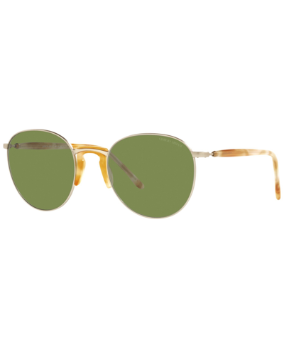 Shop Giorgio Armani Men's Sunglasses, Ar6129 54 In Matte Pale Gold-tone