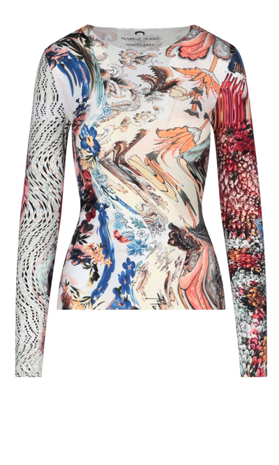 Shop Marine Serre Allover Printed Fitted Top In Multi