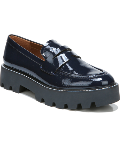 Shop Franco Sarto Women's Balin Lug Sole Loafers In Midnight Faux Patent