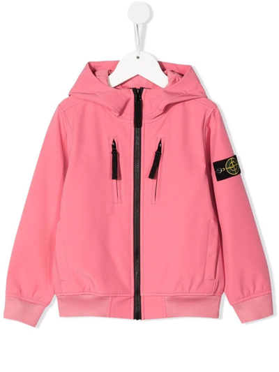 Shop Stone Island Junior Logo-patch Sleeve Bomber Jacket In Pink