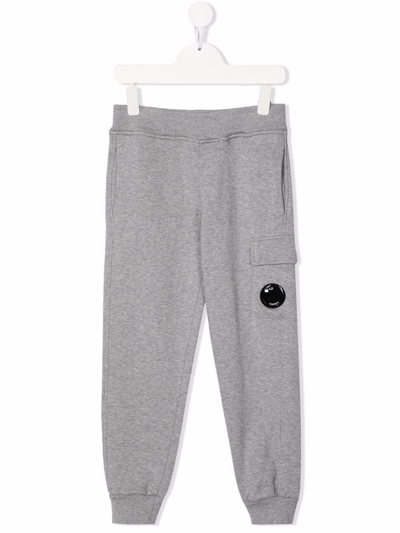 Shop C.p. Company Logo-patch Trousers In Grey