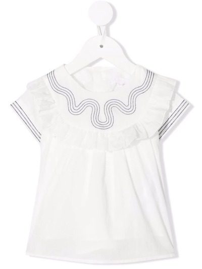 Chloé Ruffle-detail T-shirt In White