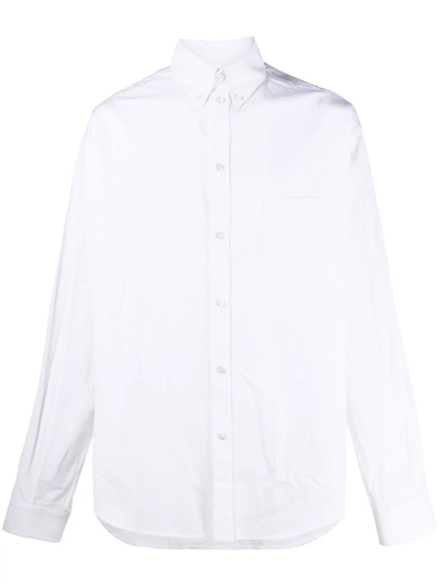 Shop Balenciaga Longsleeved Oversized Cotton Shirt In White