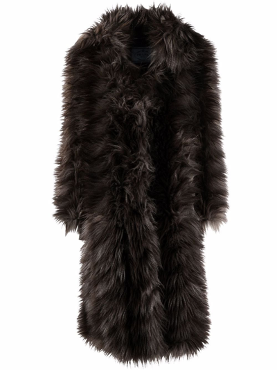 Shop Prada Faux Fur Coat In Neutrals