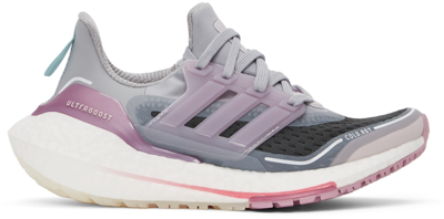 Shop Adidas Originals Grey & Pink Ultraboost 21 Cold.dry Sneakers In Halo Silver/ice Pur