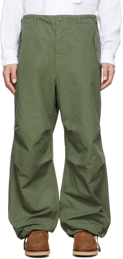 Engineered Garments Khaki Cotton Ripstop Over Trousers In Olive