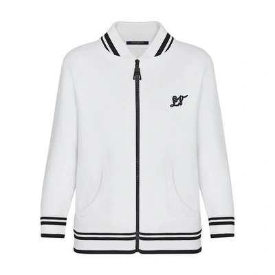 Shop Louis Vuitton Long-sleeved Lv Zip Jacket In Blanc