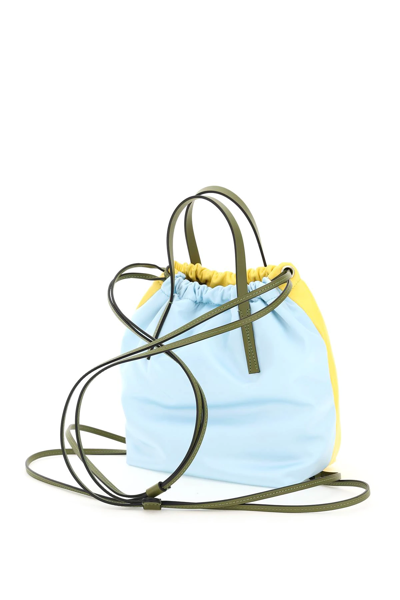 Shop Marni Leather And Econyl Small Backpack In Yellow,light Blue,khaki