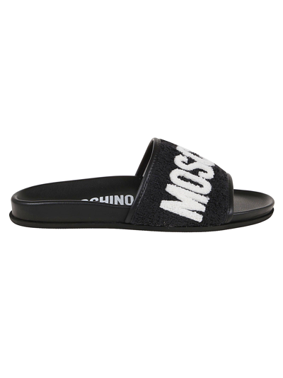 Shop Moschino Men's Black Rubber Sandals