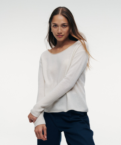 Shop Naadam Cashmere Boatneck Sweater In Invisible White