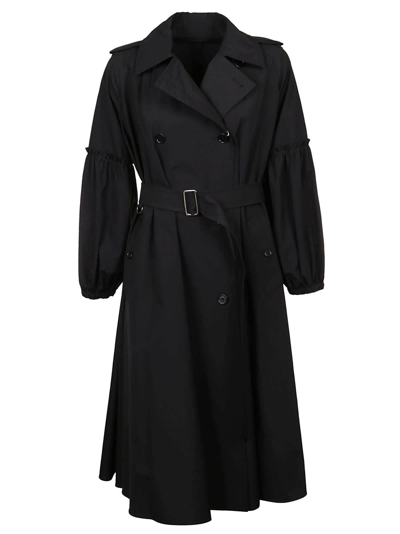 Shop Max Mara Empoli Black Cotton Puff-sleeve Trench Coat, Brand Size 44 (us Size 10)