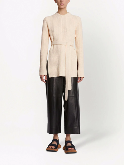 Proenza Schouler Belted Bouclé Jumper In Neutrals