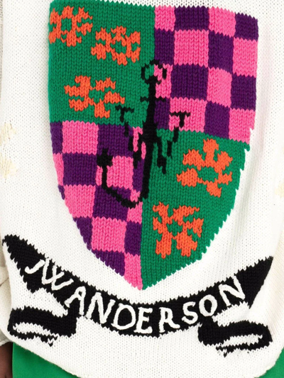 Shop Jw Anderson Intarsia-logo Mock-neck Jumper In Weiss