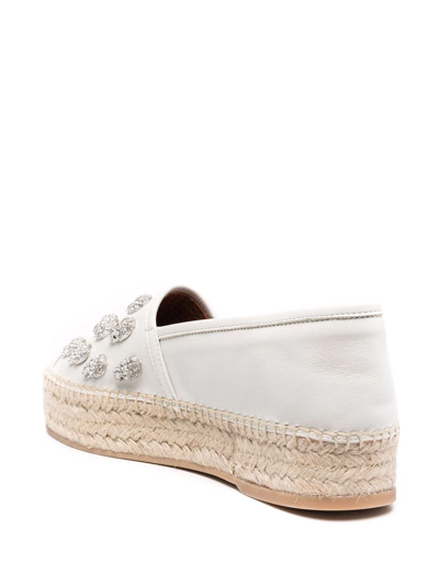Philipp Plein Crystal-embellished Leather Espadrilles In Weiss