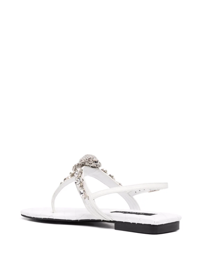 Philipp Plein Sandals Flat Crystal Skull With Crystals In Weiss