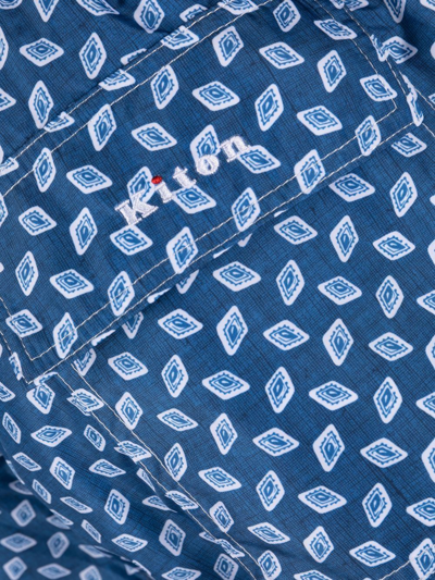 Shop Kiton Geometric-print Swim Shorts In Blau