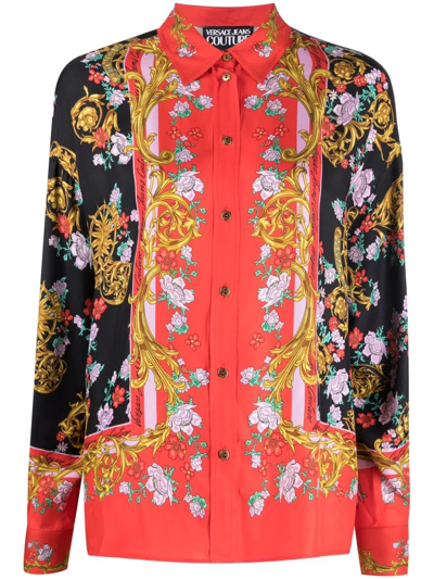 Shop Versace Jeans Couture Sun Flower Garland-print Shirt In Rot