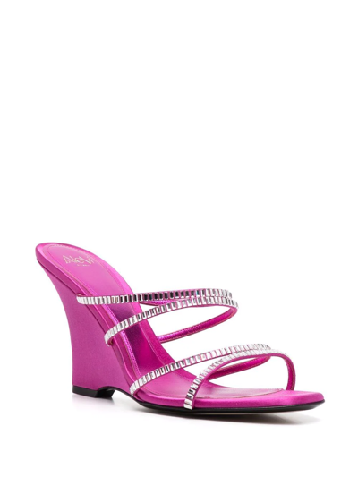 Shop Alevì Crystal-embellished Sandals In Rosa