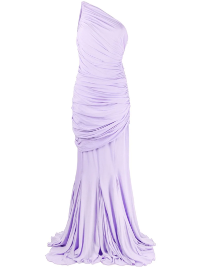 Shop Giuseppe Di Morabito One-shoulder Ruched Dress In Violett