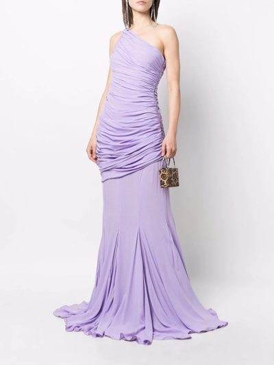Shop Giuseppe Di Morabito One-shoulder Ruched Dress In Violett