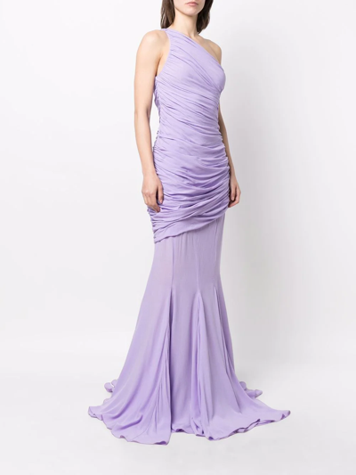 Shop Giuseppe Di Morabito One-shoulder Ruched Dress In Violett