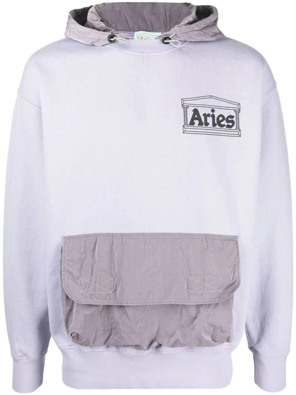 ★ARIES★ Nylon Hybrid Hood Gray Blue STAR20701GRYBL STAR207 Aries Logo-print hoodie - Grey - Men | STAR20701GRYBL