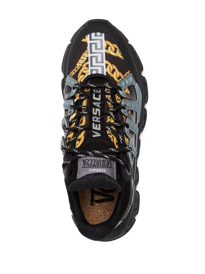 Black Trigreca Sneakers With Chain Print