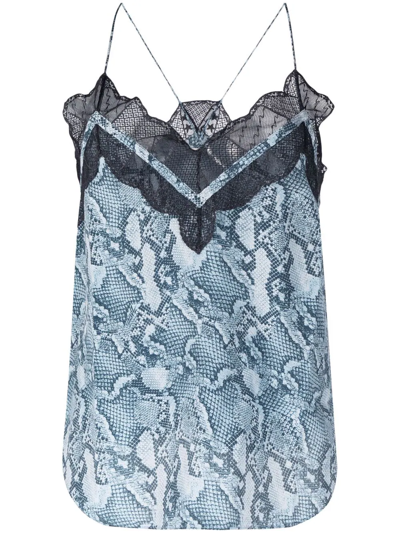 Shop Zadig & Voltaire Christo Snake-print Camisole Top In Blau