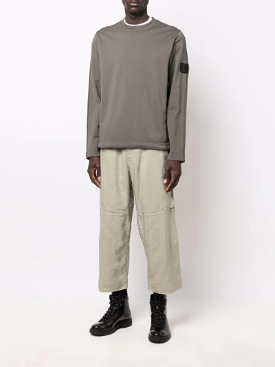 Shop Stone Island Shadow Project Cropped-leg Trousers In Grün