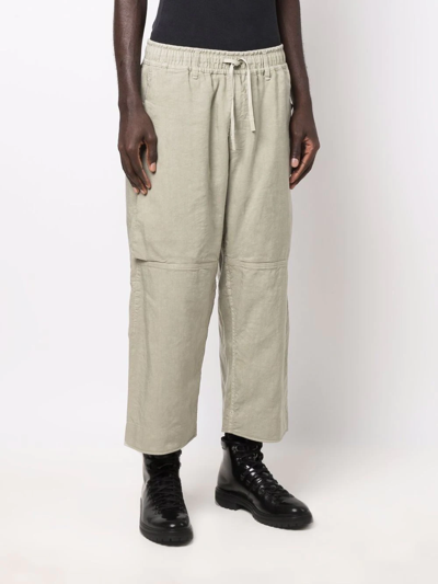 Shop Stone Island Shadow Project Cropped-leg Trousers In Grün