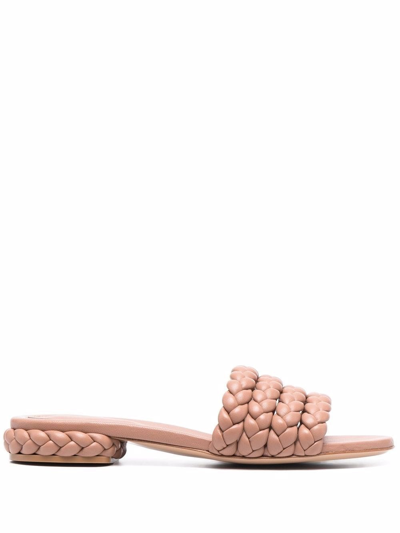 Shop Gianvito Rossi Sandals With Braided Strap In Brown