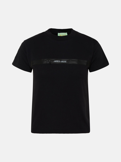 Shop Aries Black Cotton Shrunken T-shirt