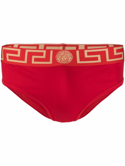 Shop Versace Greek-style Briefs In Rosso