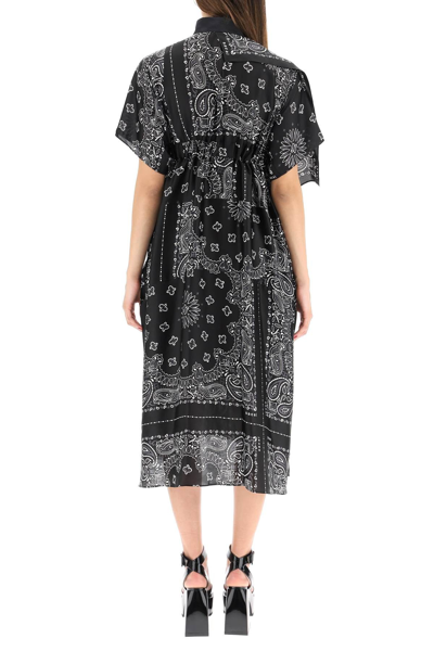 Black Bandana Print Mid-length Dress