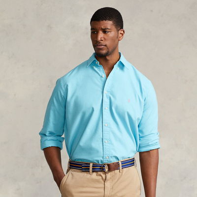 Shop Polo Ralph Lauren Garment-dyed Oxford Shirt In French Turquoise