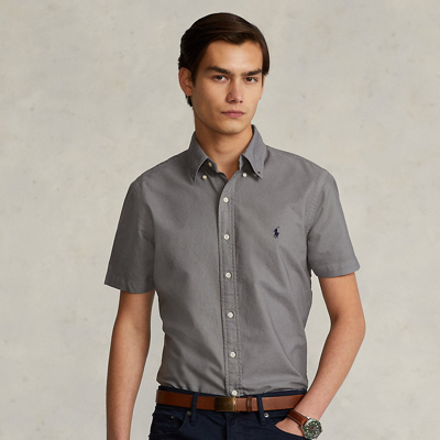 Shop Ralph Lauren Classic Fit Garment-dyed Oxford Shirt In Perfect Grey