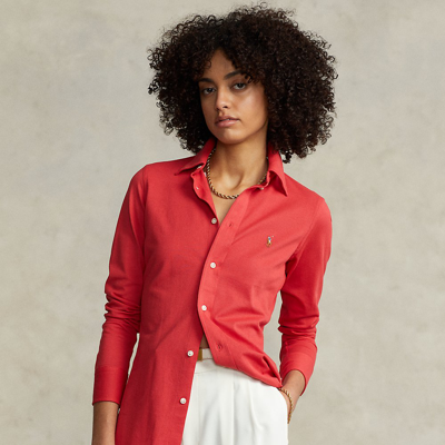 Ralph Lauren Knit Cotton Oxford Shirt In Starboard Red | ModeSens