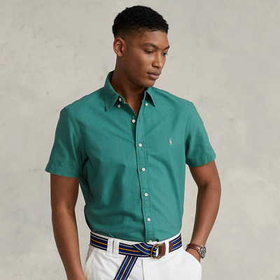 Shop Ralph Lauren Classic Fit Garment-dyed Oxford Shirt In Fairway Green