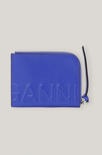 Ganni Zip Logo Card Holder Dazzling Blue One Size | ModeSens