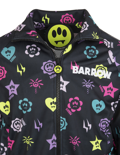 Shop Barrow Unisex Black Sport Jacket With Logo And All-over Print In Nero