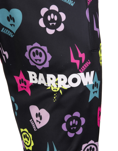 Shop Barrow Unisex Black Joggers With Logo And All-over Print In Nero