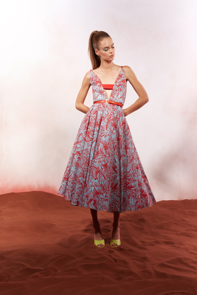 Shop Azzi & Osta Printed V Neckline Midi Dress