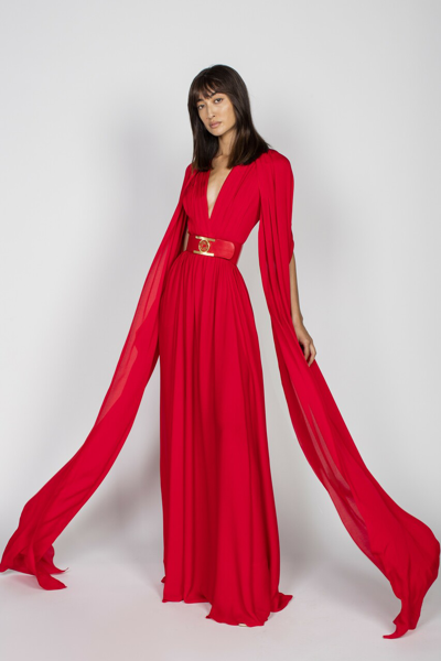 Shop Elie Saab Silk Belted Gown
