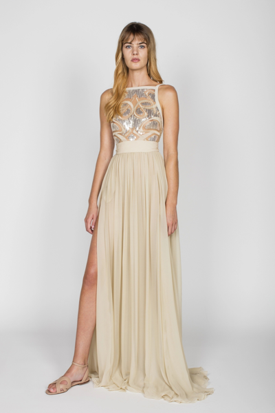 Shop Elie Saab Sleeveless Gown With Slit