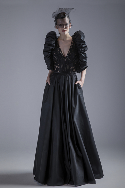 Shop Gatti Nolli By Marwan Black Gown With Pockets
