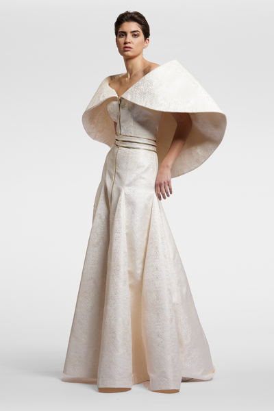 Shop Lilly Ibrahim Oversized Shawl Neck Gown