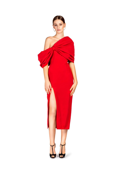 Shop O'blanc Red Bow Midi Dress