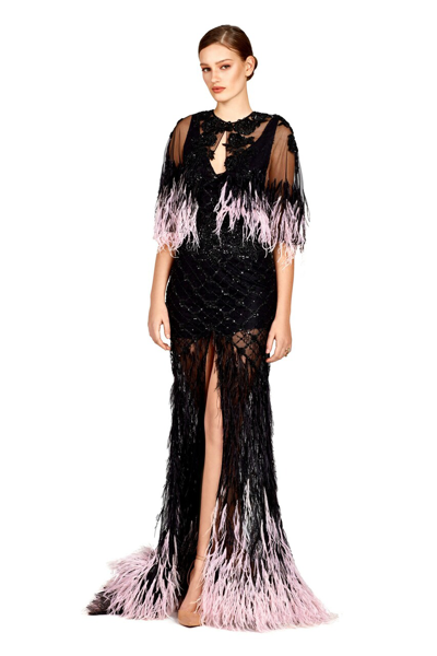 O'blanc Sleeveless Gown With Capelet
